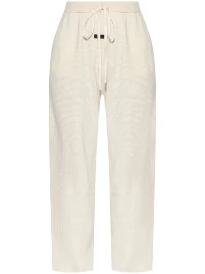 Essentials Waffle-knit Trousers In Beige