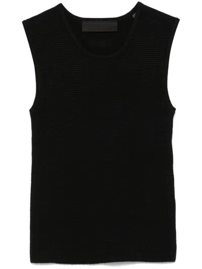 Essentials Waffle Tank Top In Black