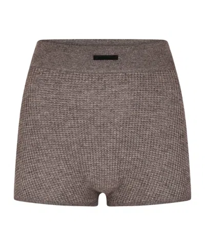 Essentials Waffle Velour Athletic Shorts In Gray