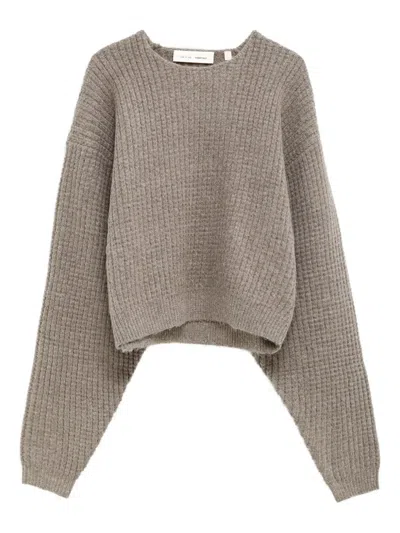 Essentials Waffle-knit Sweater In Brown