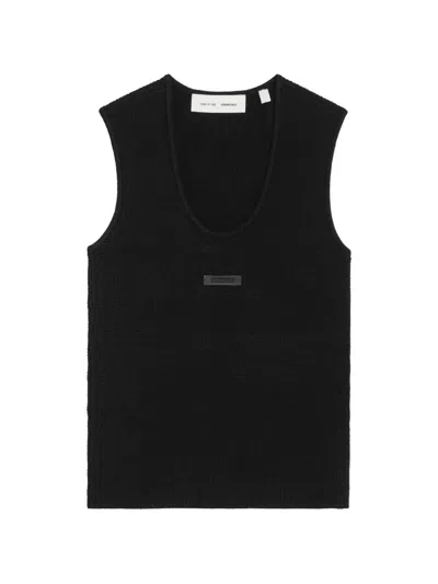 Essentials Waffle-knit Tank Top In Black