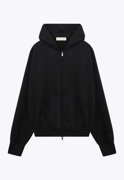 Essentials Washed Zip Hooded Sweatshirt In Black
