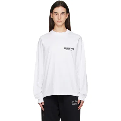 Essentials White Classic Fit Long Sleeve T-shirt In Bright White