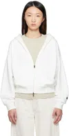 Essentials Womens Embossed-branding Classic-fit Cotton-blend Hoody Heather Stone