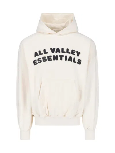 Essentials White Cotton 90s Contrast Logo Hoodie In Neutral