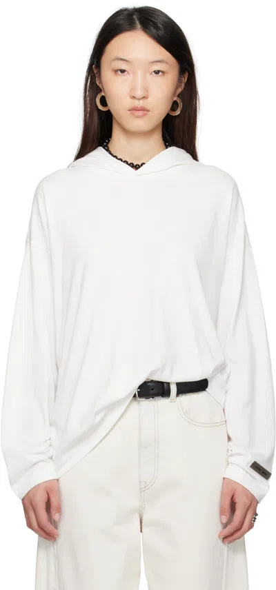 Essentials White Long Sleeve Hoodie