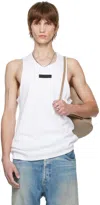 Essentials White Rib Tank Top In White
