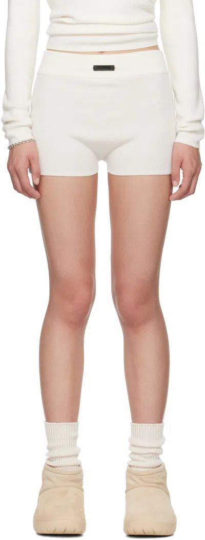 Essentials White Soft Rib Knit Boxer Boy Shorts