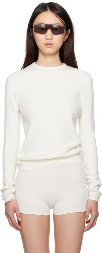 Essentials White Soft Rib Long Sleeve T-shirt