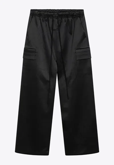Essentials Wide-leg Cargo Pants In Black