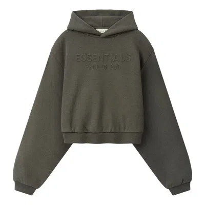 Essentials (wmns) Fear Of God  Embossed Cropped Hoodie 'ash Heather' In Green