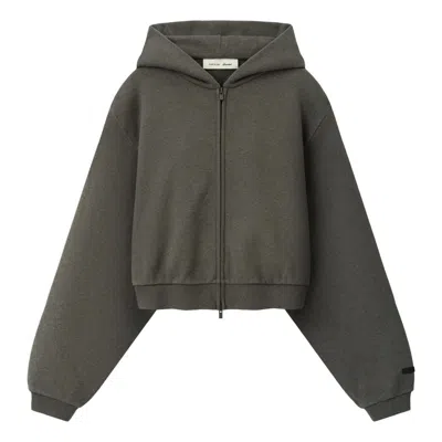 Essentials (wmns) Fear Of God  Embossed Cropped Zip-up Hoodie 'ash Heather' In Gray