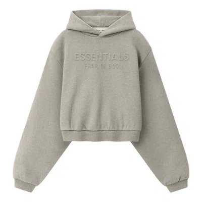 Essentials (wmns) Fear Of God  Embossed Modern Cropped Hoodie 'warm Heather' In Gray