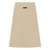 Essentials Beige Drawstring Midi Skirt In Brown