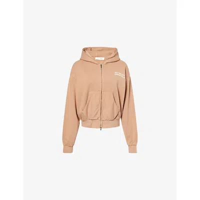 Essentials Womens 90s Full-zip Cotton-jersey Hoody Washed Ginger Xs