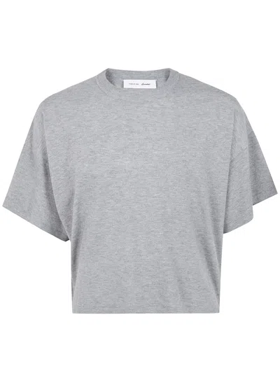Essentials Womens Boxy Knit Tee In Gray