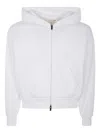 Essentials Womens Embossed-branding Classic-fit Cotton-blend Hoody Heather Stone