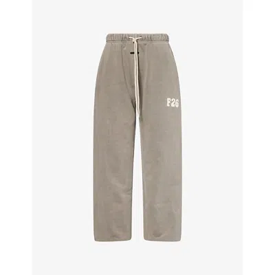 Essentials Womens Classic-fit Logo-embroidered Cotton-fleece Jogging Bottoms Washed Iron Grey