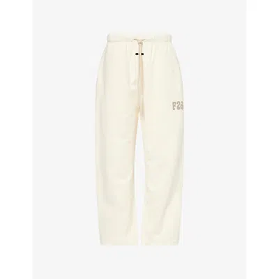 Essentials Womens Classic-fit Logo-embroidered Cotton-fleece Jogging Bottoms Washed Ivory