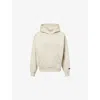 Essentials Womens Embossed-branding Classic-fit Cotton-blend Hoodie Heather Stone In Gray