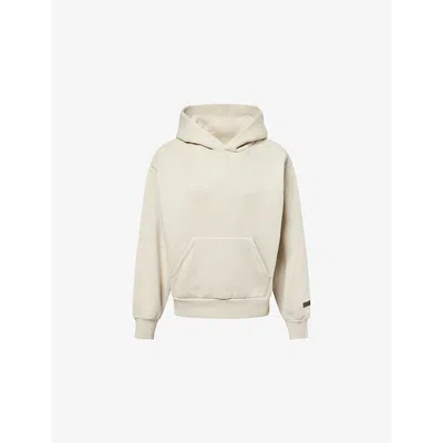 Essentials Womens Embossed-branding Classic-fit Cotton-blend Hoodie Heather Stone In Gray