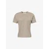 Essentials Womens Embossed-branding Round-neck Cotton-blend T-shirt Homestead Heather In Brown