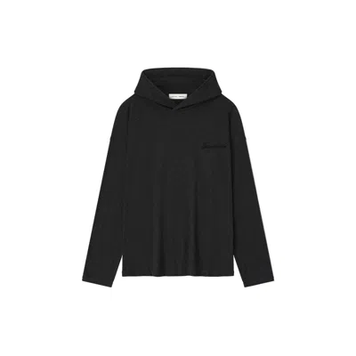 Essentials Womens Embroidered Classic Hooded Long Sleeve In Black