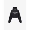 Essentials Womens Jet Black Brand-patch Raglan-sleeves Cotton-blend Hoody Xs In Black