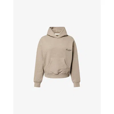 Essentials Womens Fear Of God  Classic Logo-print Cotton-blend Hoody In Brown