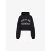 Essentials Womens Cropped Two-slip-pockets Cotton-blend Hoody Black Xs In Black