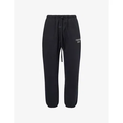 Essentials Womens Jet Black Drawstring Relaxed-fit Cotton-blend Jogging Bottoms Xs