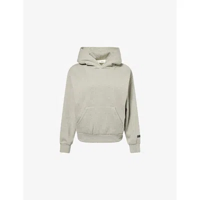 Essentials Womens Concrete Heather Embossed-branding Relaxed-fit Cotton-blend Hoody In Neutral