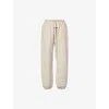 Essentials Womens Embossed-branding Wide-leg Cotton-blend Jogging Bottoms Heather Stone In Neutral