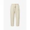 Essentials Womens Heather Stone Relaxed-fit Logo-patch Cotton-blend Jogging Bottoms In White