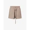 Essentials Womens Drawstring Brand-patch Cotton-jersey Shorts Homestead Heather In Brown