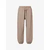 Essentials Womens Embossed-branding Wide-leg Cotton-blend Jogging Bottoms Homestead Heather In Brown