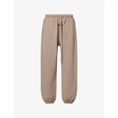 Essentials Womens Embossed-branding Wide-leg Cotton-blend Jogging Bottoms Homestead Heather In Brown