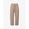 Essentials Womens Embossed-branding Wide-leg Cotton-blend Jogging Bottoms Homestead Heather Xs In Brown
