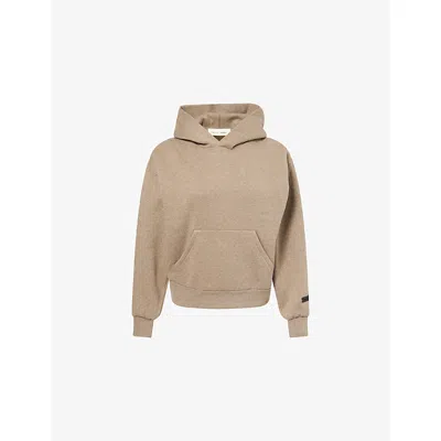 Essentials Womens Homestead Heather Relaxed-fit Embossed-logo Cotton-blend Hoodie Xs In Brown