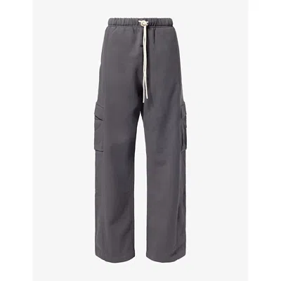 Essentials Womens Iron Grey Cargo Relaxed-fit Cotton-fleece Jogging Bottoms