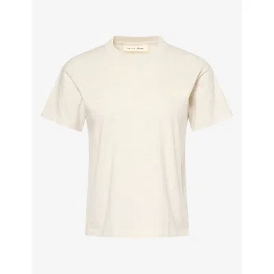 Essentials Womens Oatmeal Heather Classic Short-sleeve Cotton-jersey T-shirt In White