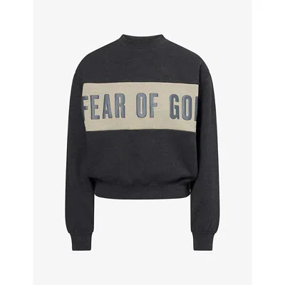 Essentials Womens Panelled Classic Cotton-blend Sweatshirt Iron Grey