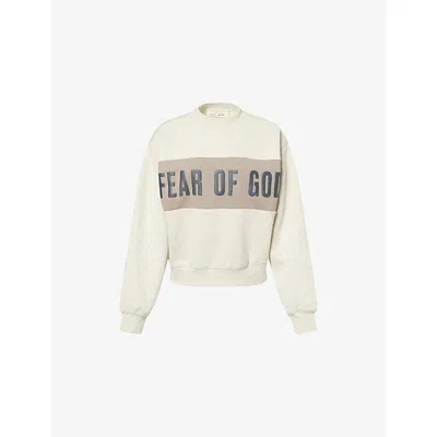 Essentials Womens Panelled Classic Cotton-blend Sweatshirt Vanilla Heather