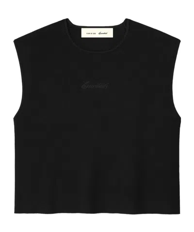 Essentials Womens Signature Rib Knit Cropped Top In Black