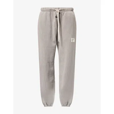 Essentials Womens Washed Seal Classic-fit Logo-embroidered Cotton-fleece Jogging Bottoms