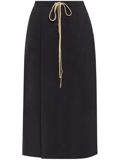 Essentials Wrap Midi Skirt In Black