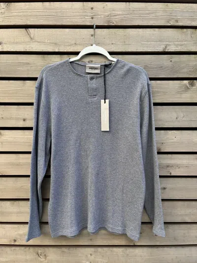 Pre-owned Essentials X Fear Of God Fear Of Good Essentials Thermal Long Sleeve Henley T-shirt In Grey