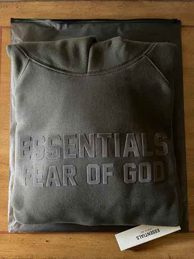 Pre-owned Essentials X Fear Of God Fog - Essentials Fear Of God Off Black Fw22 Hoodie (xl) In Off/black