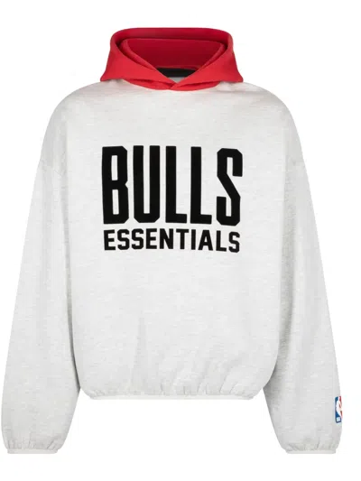 Essentials Nba Chicago Bulls Cropped Appliquéd Cotton-blend Jersey Hoodie In Gray