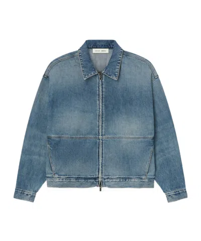 ESSENTIALS ZIP-FRONT DENIM JACKET